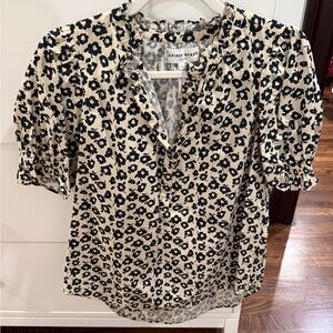 Apiece Apart Cream and Black Floral Los Altos Blouse